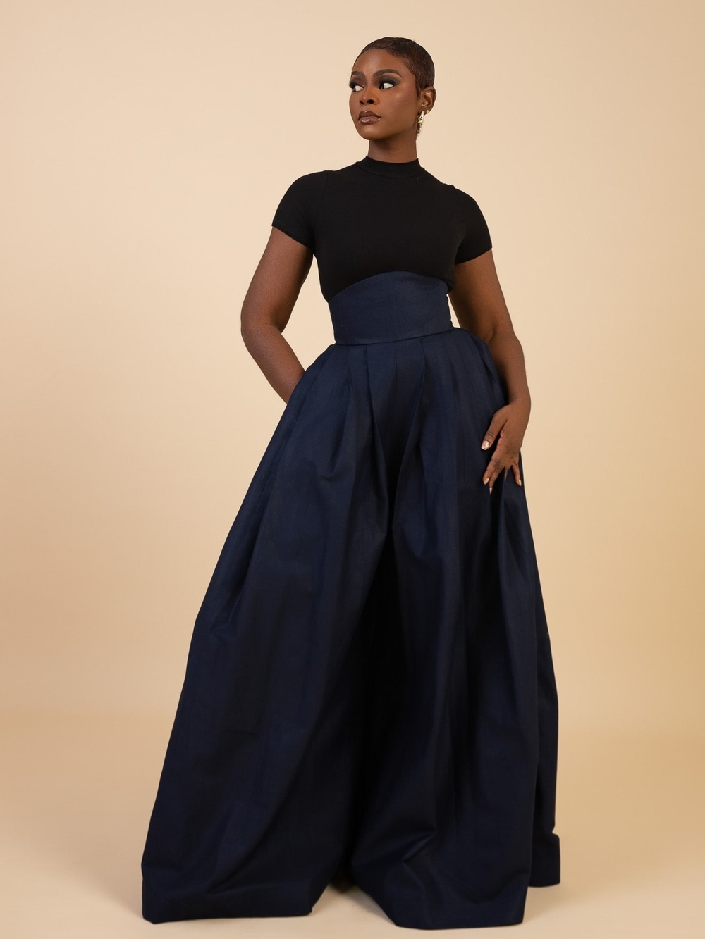 High Waisted Exaggerated Wide leg Denim Corset Pants